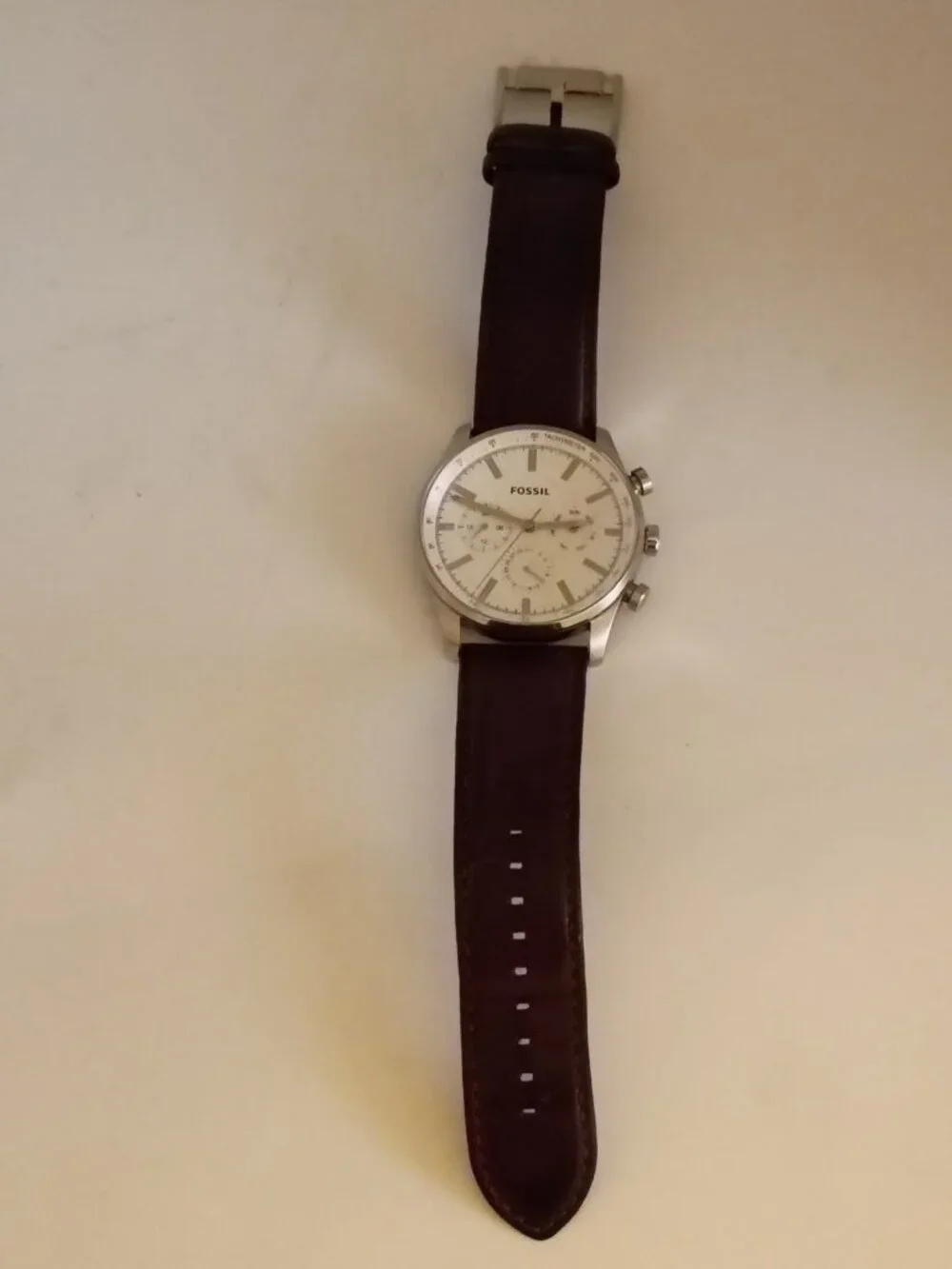 Fossil Sullivan Chronograph Silver Brown Leather BQ2748 Mens Watch